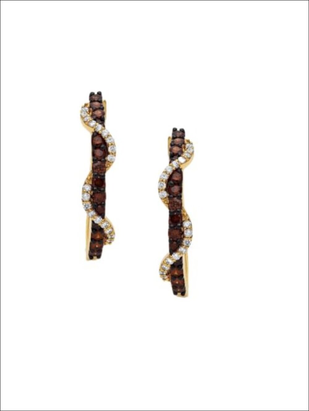 4 CT Simulated Brown Diamond Hoop Earrings 14K Yellow Gold Plated